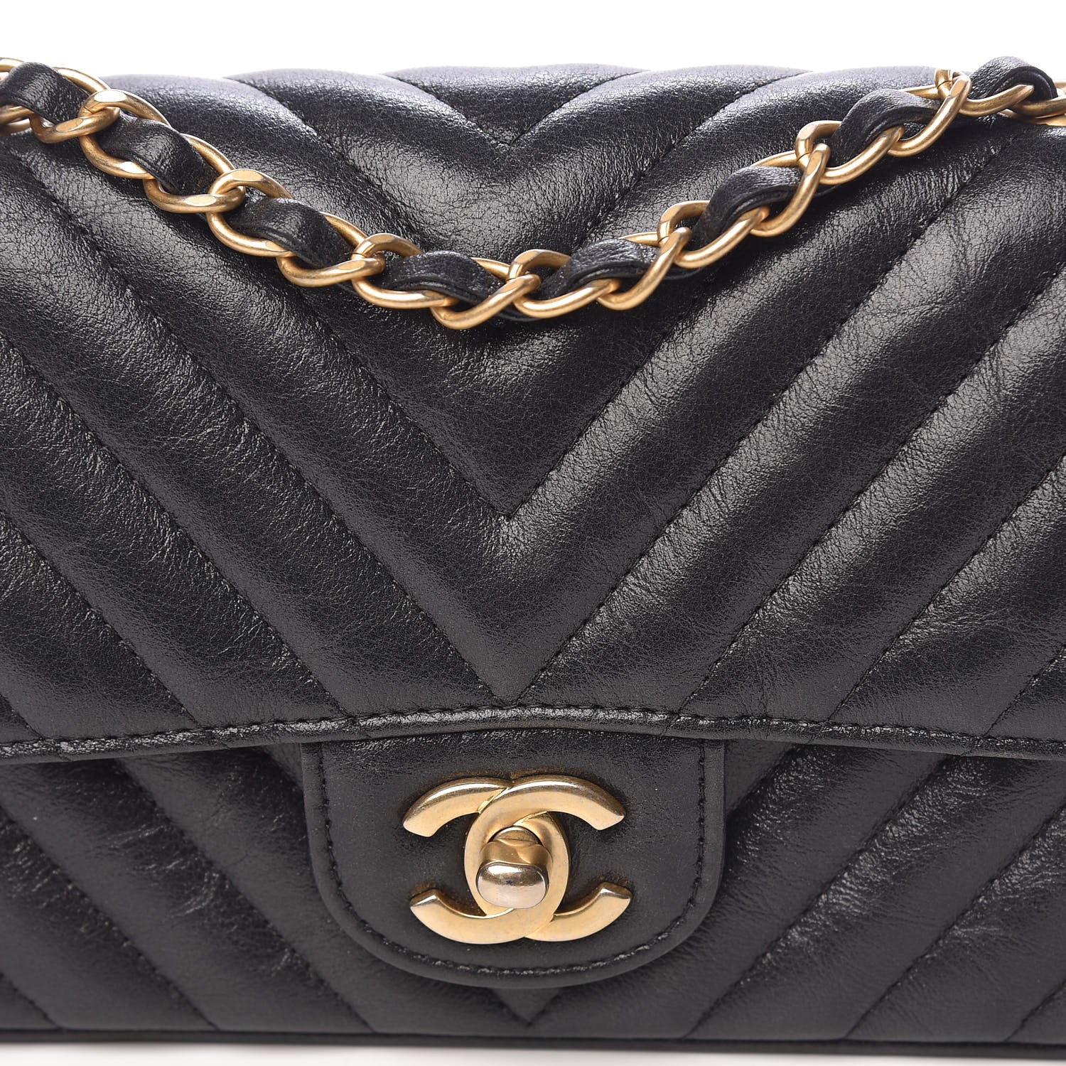 Chanel Iridescent Calfskin Chevron Quilted Mini Rectangular Flap Black 8 of 11