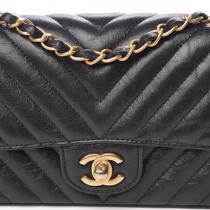 Chanel Iridescent Calfskin Chevron Quilted Mini Rectangular Flap Black 8 of 11
