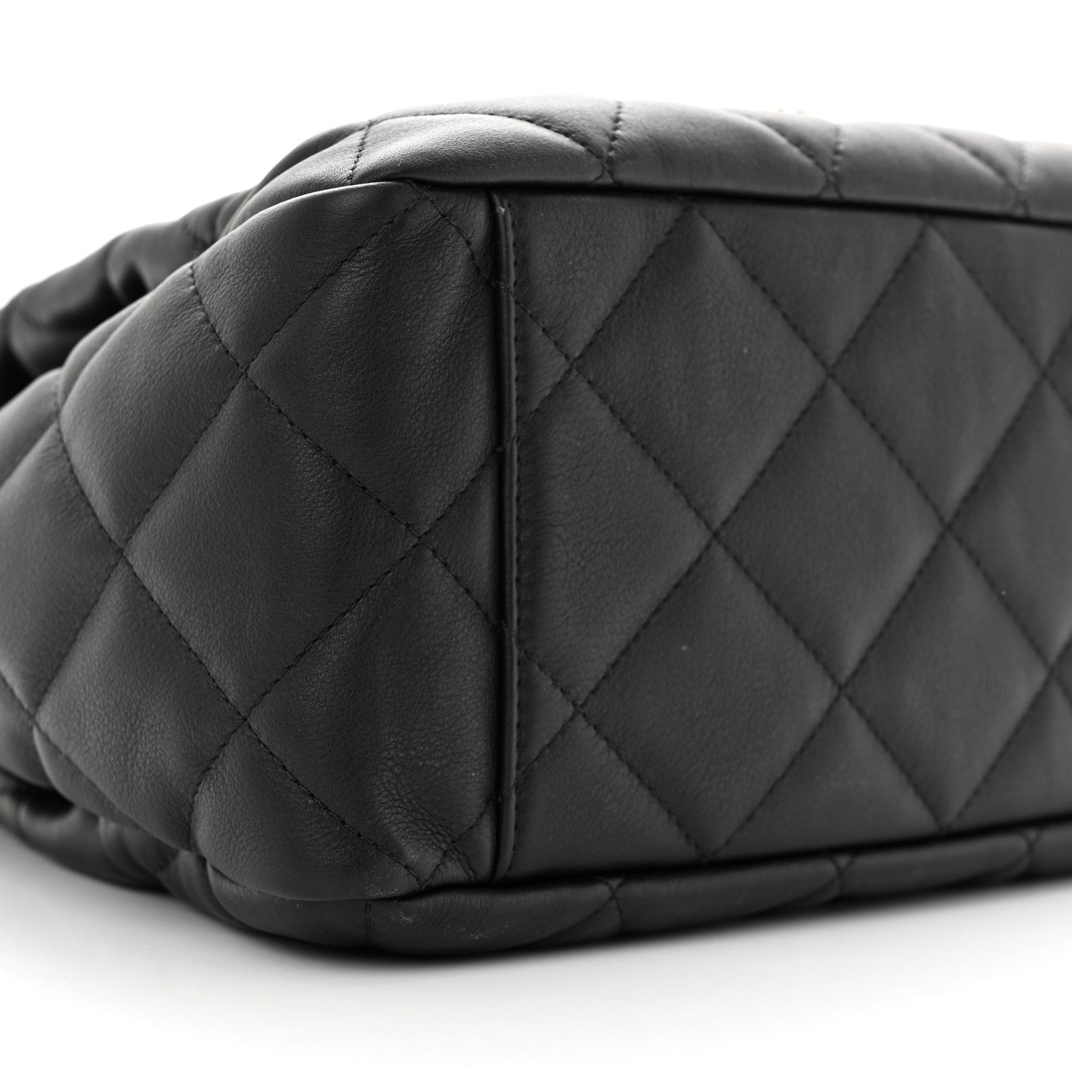 Chanel Lambskin Quilted Chain Drawstring Bag Black 9 of 10