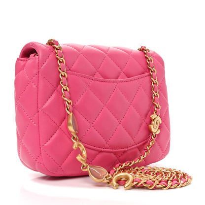 Chanel Lambskin Enamel Quilted Mini Coco Hearts Square Flap Pink 3 of 10