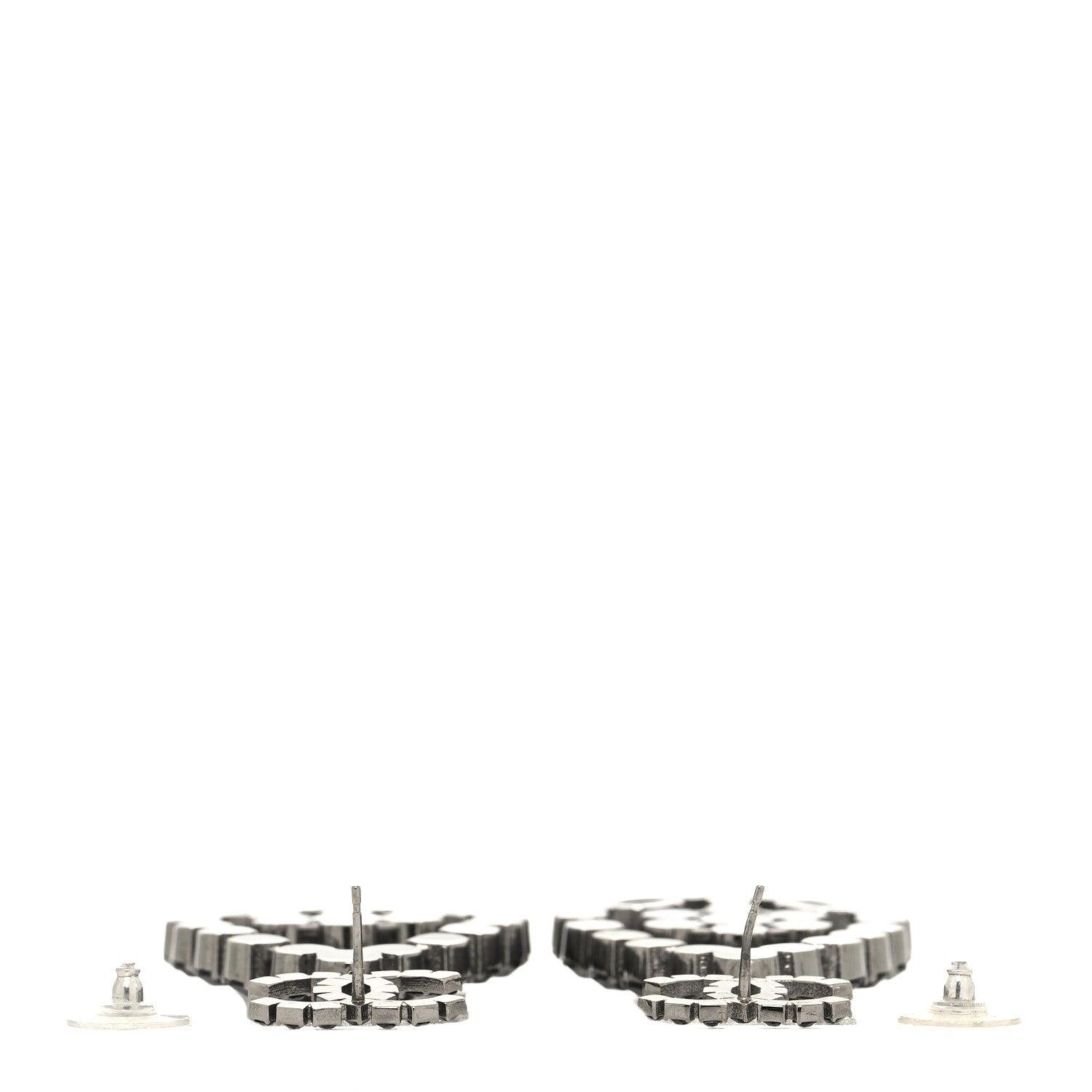Chanel Ruthenium Crystal CC Drop Earrings Black 3 of 4