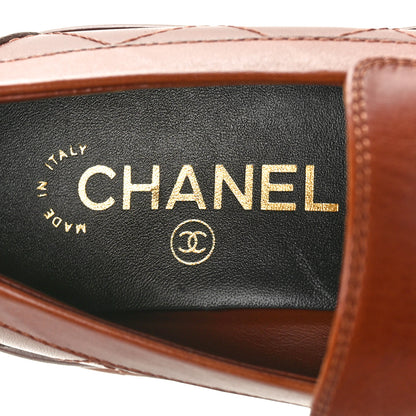 Chanel Calfskin Quilted CC Mocassin Loafers 36 Light Brown 8 of 10