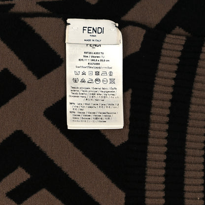 Fendi Wool FF Print Shawl Brown 3 of 3