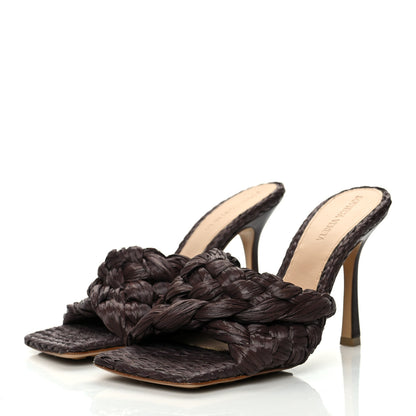 Bottega Veneta Raffia Twisted Intrecciato Stretch Mule Sandals 38 Bitter Chocolate 3 of 9