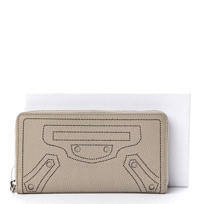 Balenciaga Veau Grana Perforated Blackout Hardware Continental Zip Around Wallet Gris Cendre 7 of 7