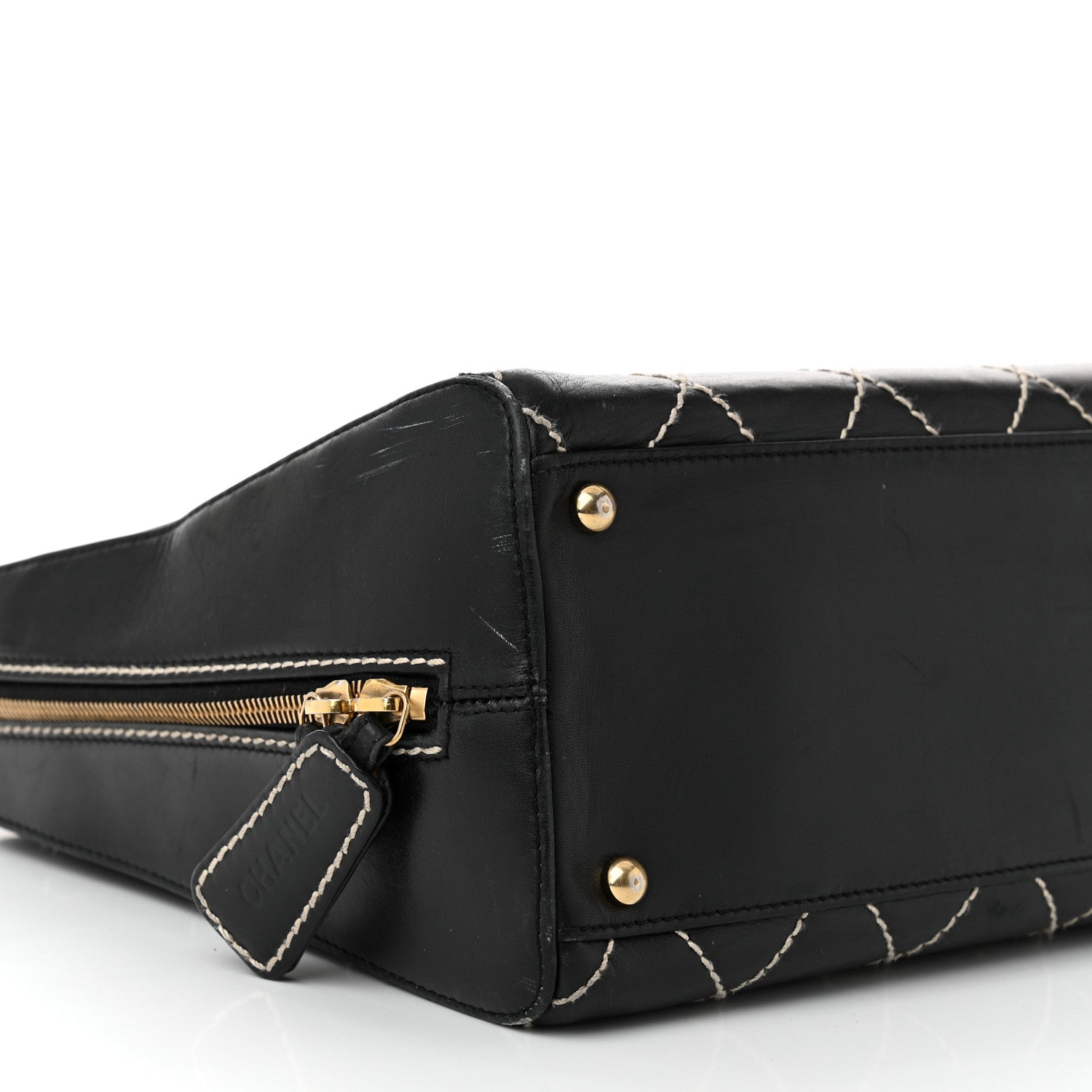 Chanel Calfskin Contrast Stitch Surpique Black 9 of 13