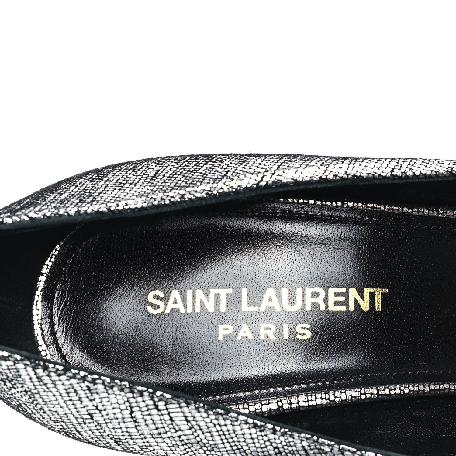 Saint Laurent Metallic Calfskin Anja 105 Pumps 40 Argento 7 of 10