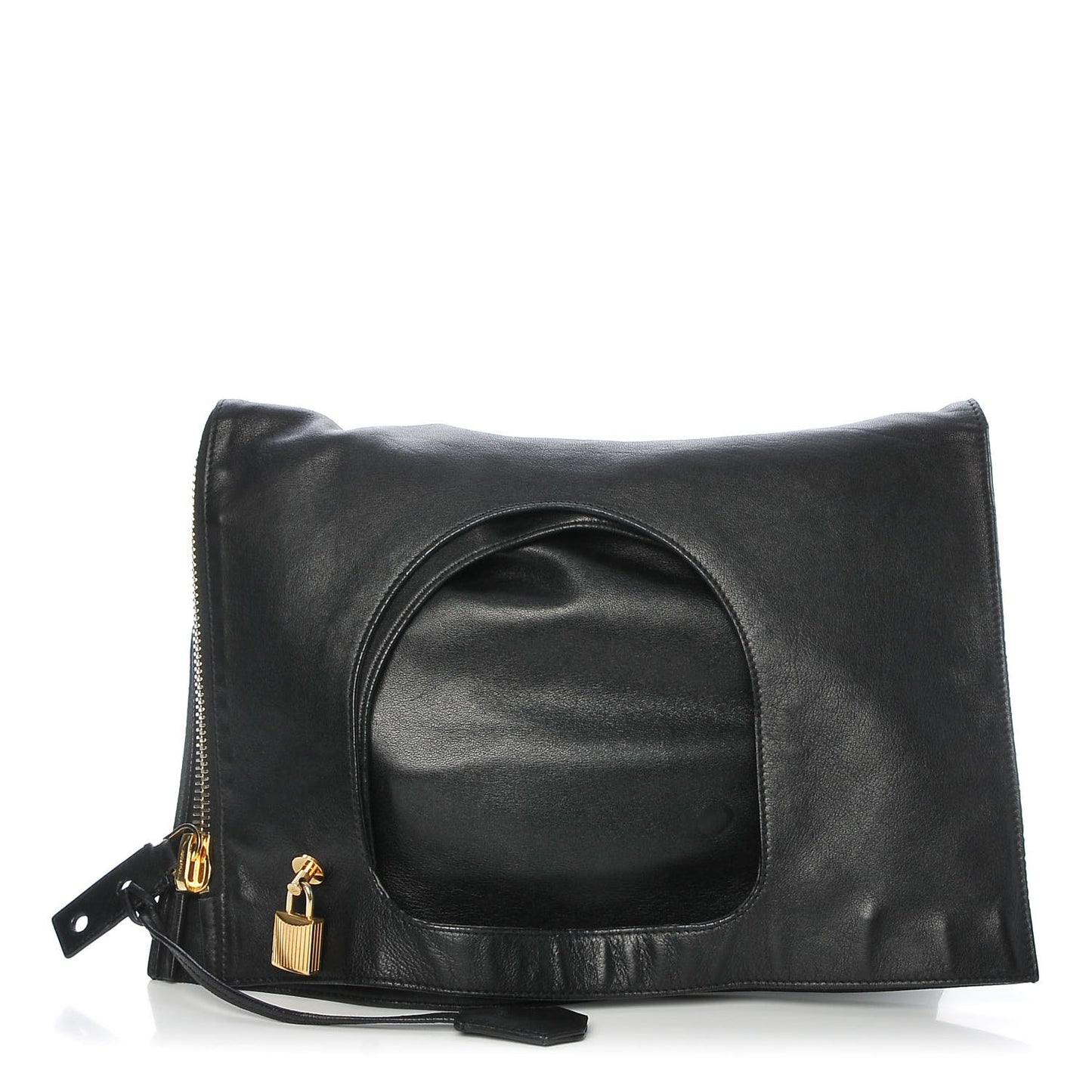 Ramskin Large Alix Padlock Zip Shoulder Bag Black