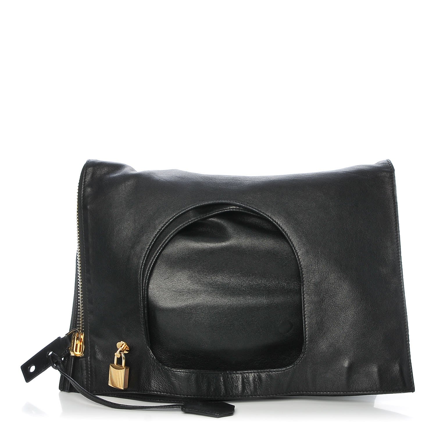 Tom Ford Ramskin Large Alix Padlock Zip Shoulder Bag Black 1 of 10