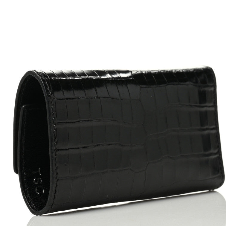 Hermes Shiny Porosus Crocodile Multicles 6 Key Holder Black 3 of 6