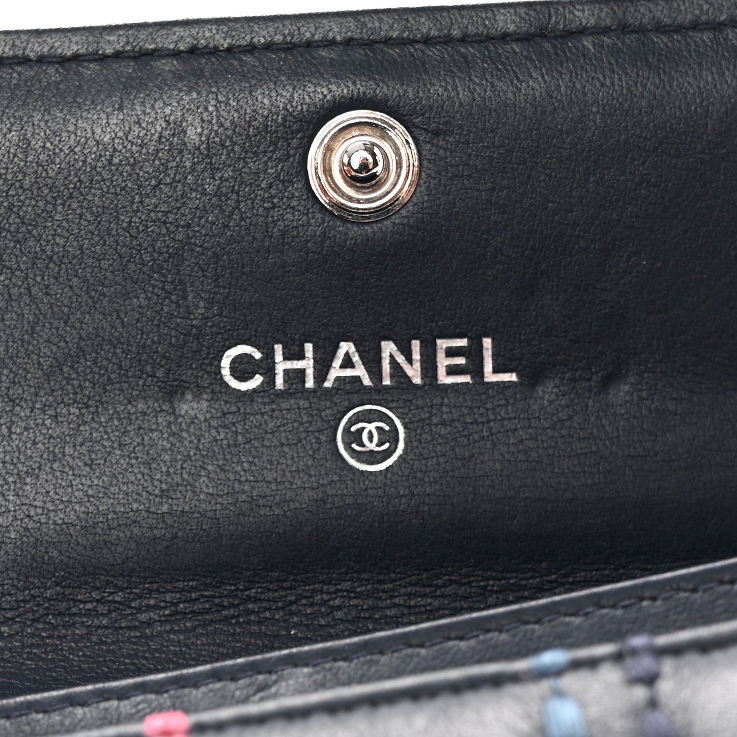 Chanel Lambskin Quilted Stitched Card Holder Blue Multicolor 8 of 11