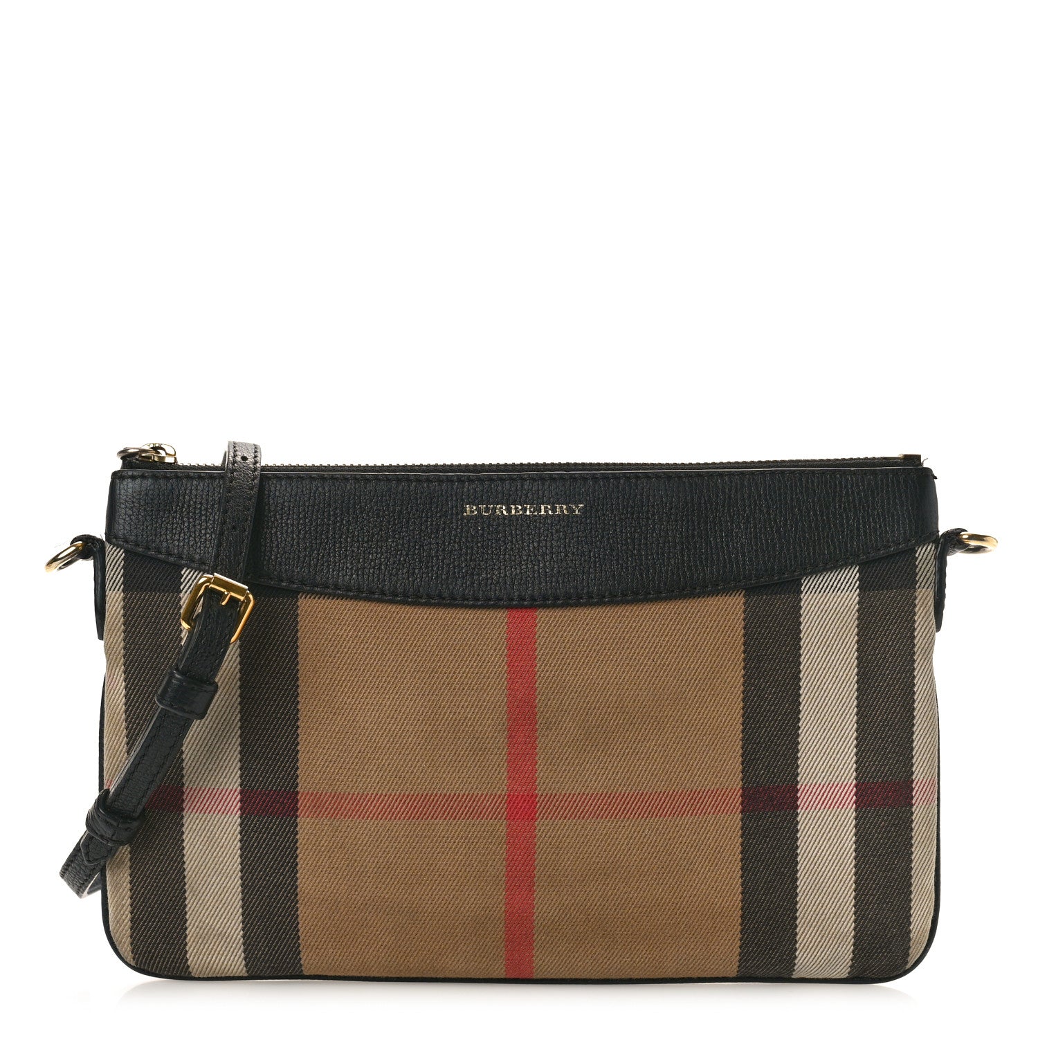 Burberry House Check Derby Peyton Crossbody Clutch Bag Black 1 of 11