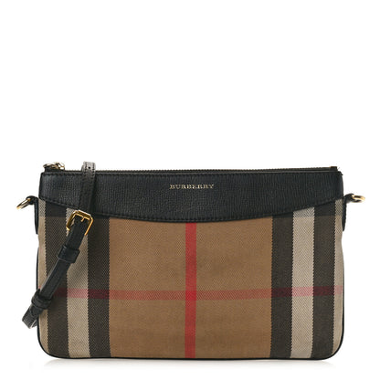 Burberry House Check Derby Peyton Crossbody Clutch Bag Black 1 of 11