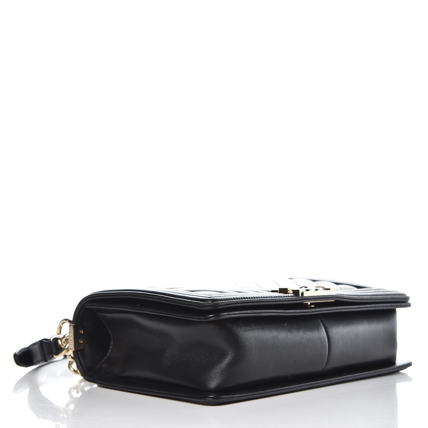 Calfskin Chevron Quilted New Medium Boy Flap Black