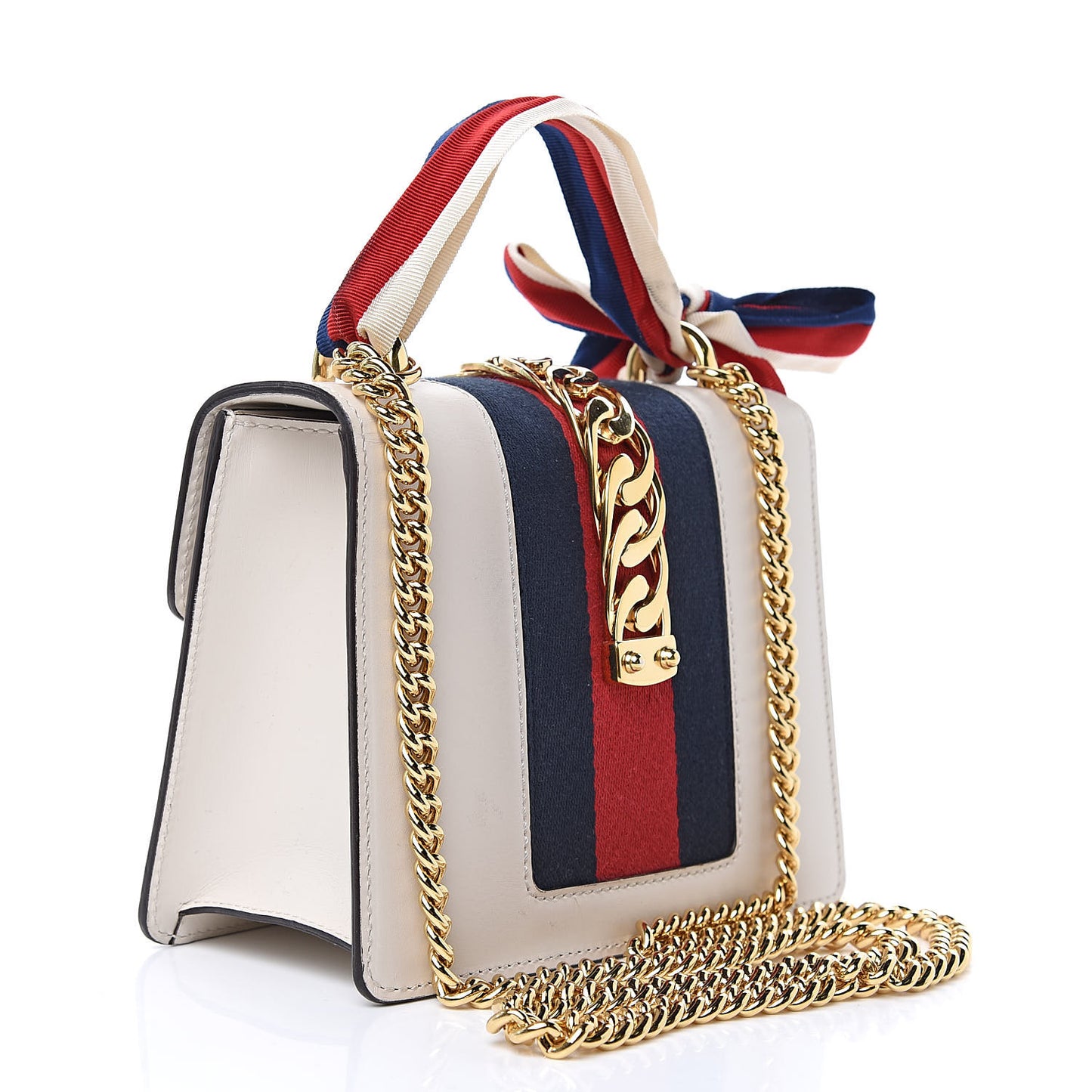 Calfskin Mini Sylvie Chain Shoulder Bag White