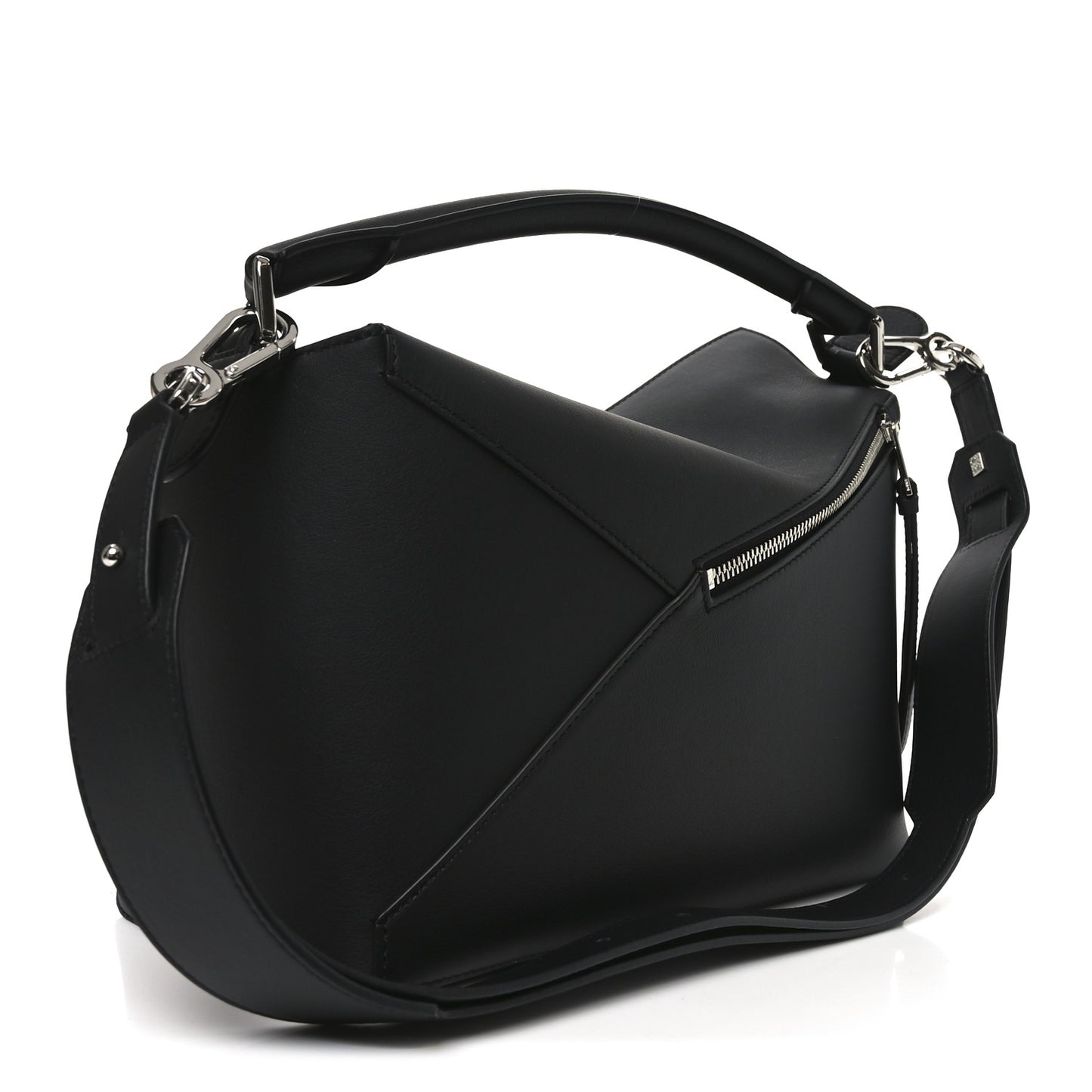Calfskin Medium Puzzle Edge Bag Black