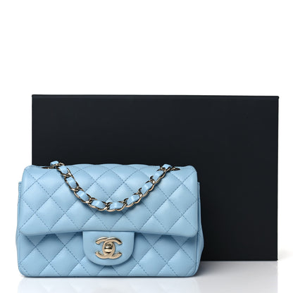Chanel Lambskin Quilted Mini Rectangular Flap Light Blue 11 of 11