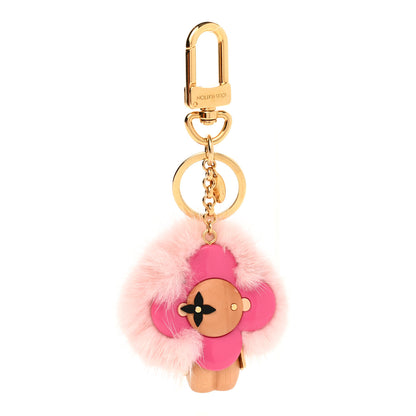 Louis Vuitton Resin Wood Mink Fur Vivienne Bag Charm Key Holder Pink 1 of 5