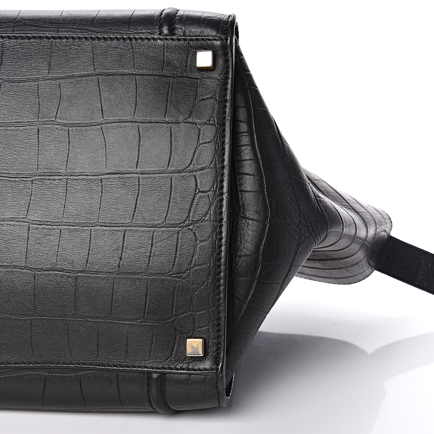 Crocodile Embossed Calfskin Medium Phantom Luggage Black