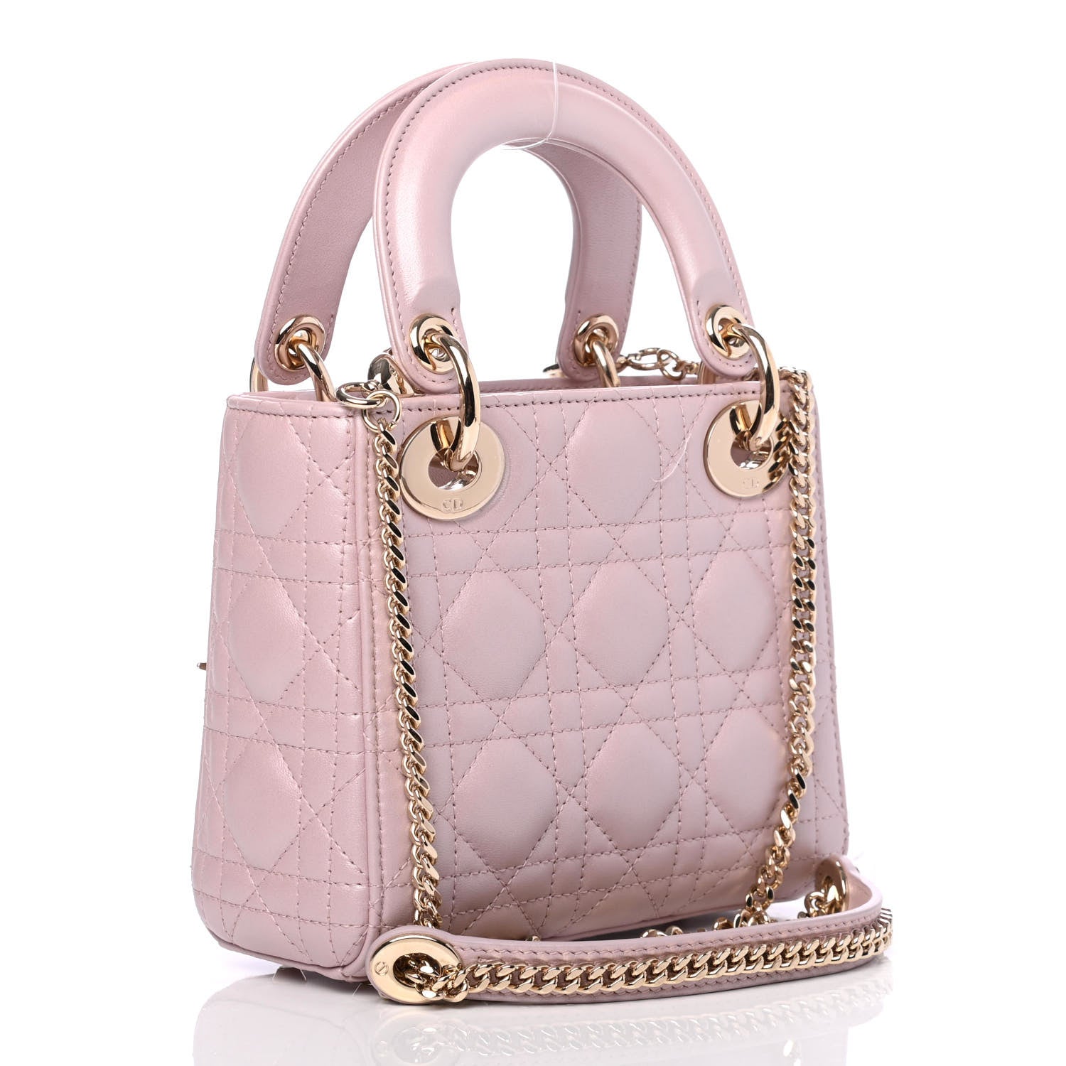 Christian Dior Metallic Lambskin Cannage Mini Lady Dior Lotus 2 of 4
