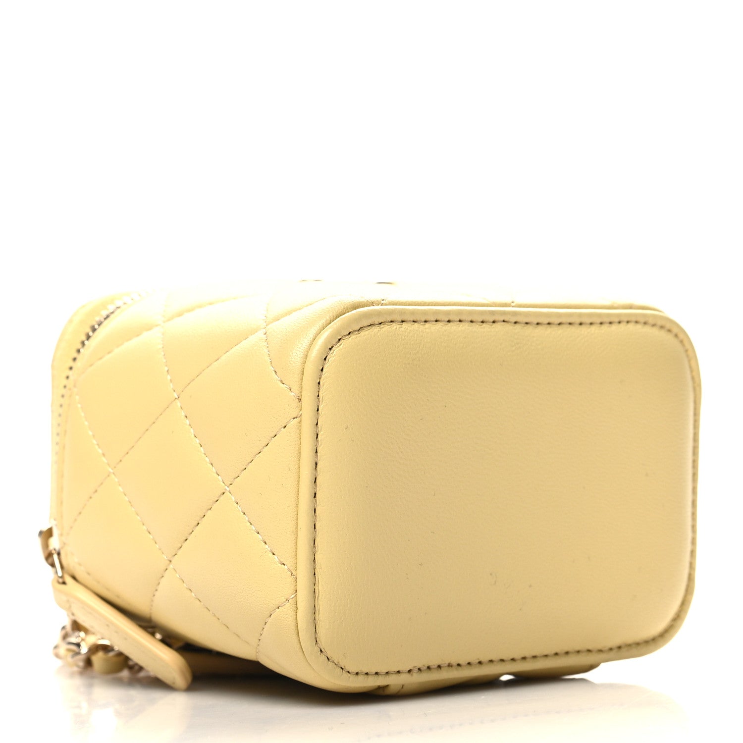 Chanel Lambskin Quilted Top Handle Mini Vanity Case With Chain Yellow 4 of 12