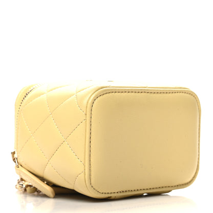Chanel Lambskin Quilted Top Handle Mini Vanity Case With Chain Yellow 4 of 12