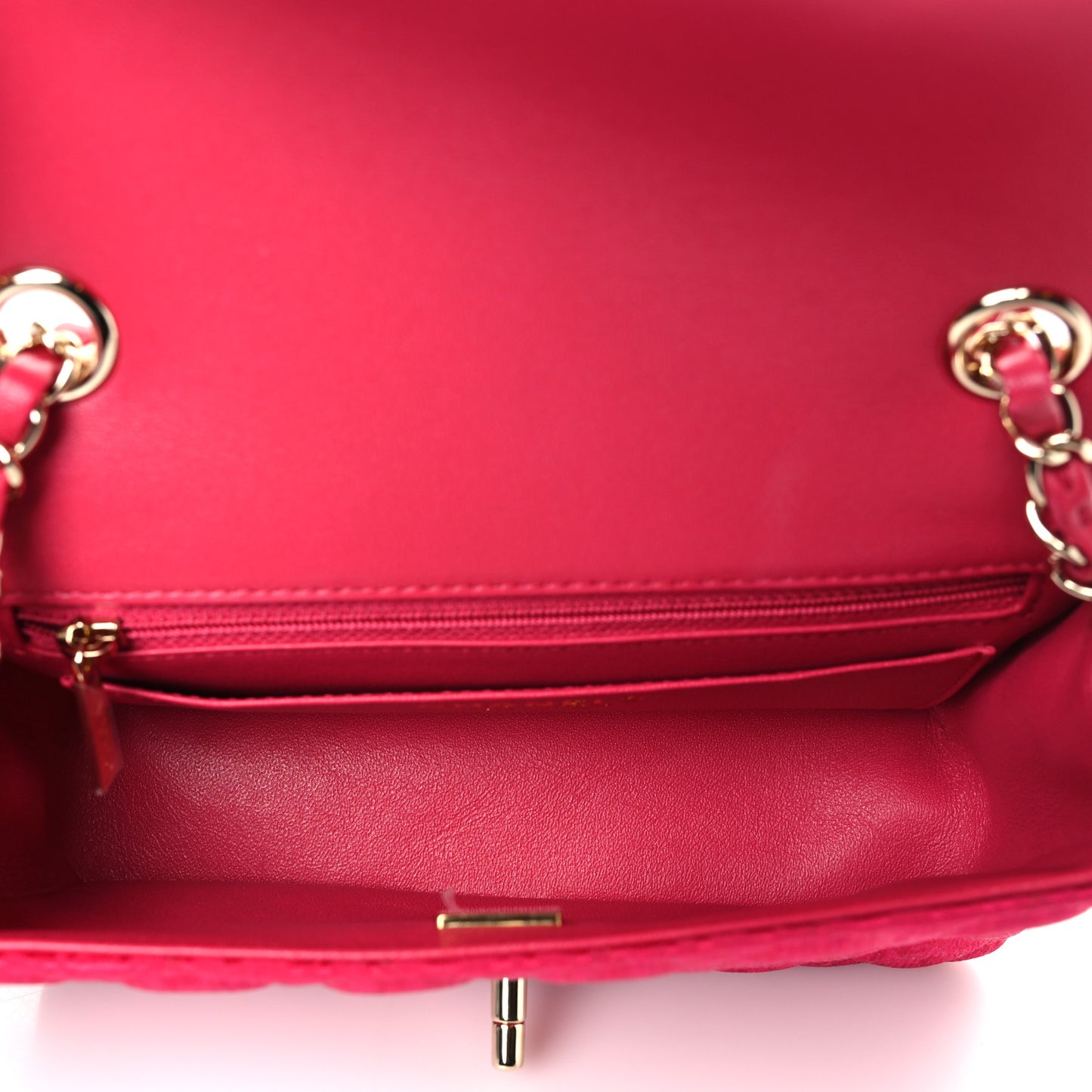 Satin Quilted CC Mini Rectangular Flap Dark Pink
