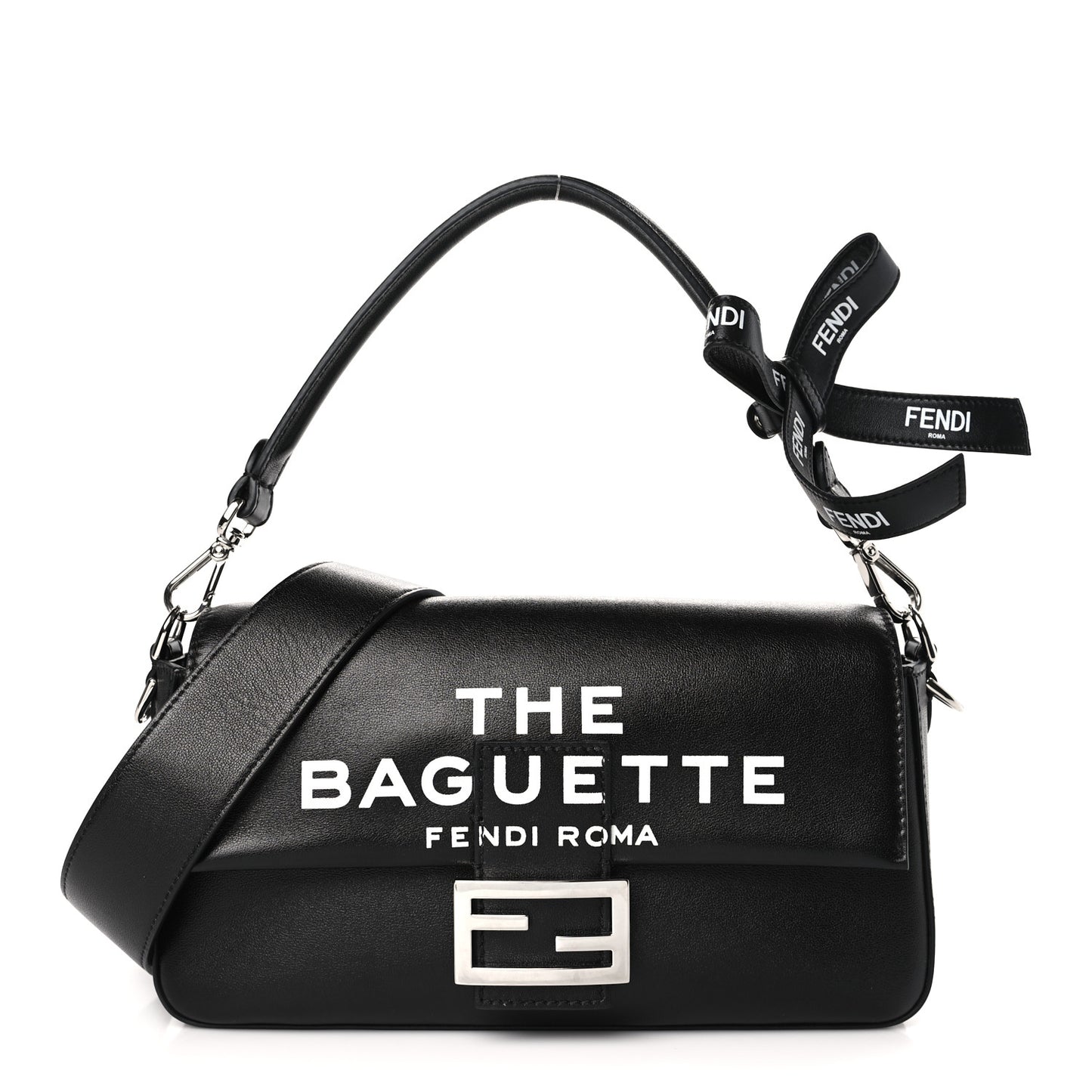 X MARC JACOBS Nappa Logo Medium Baguette Black