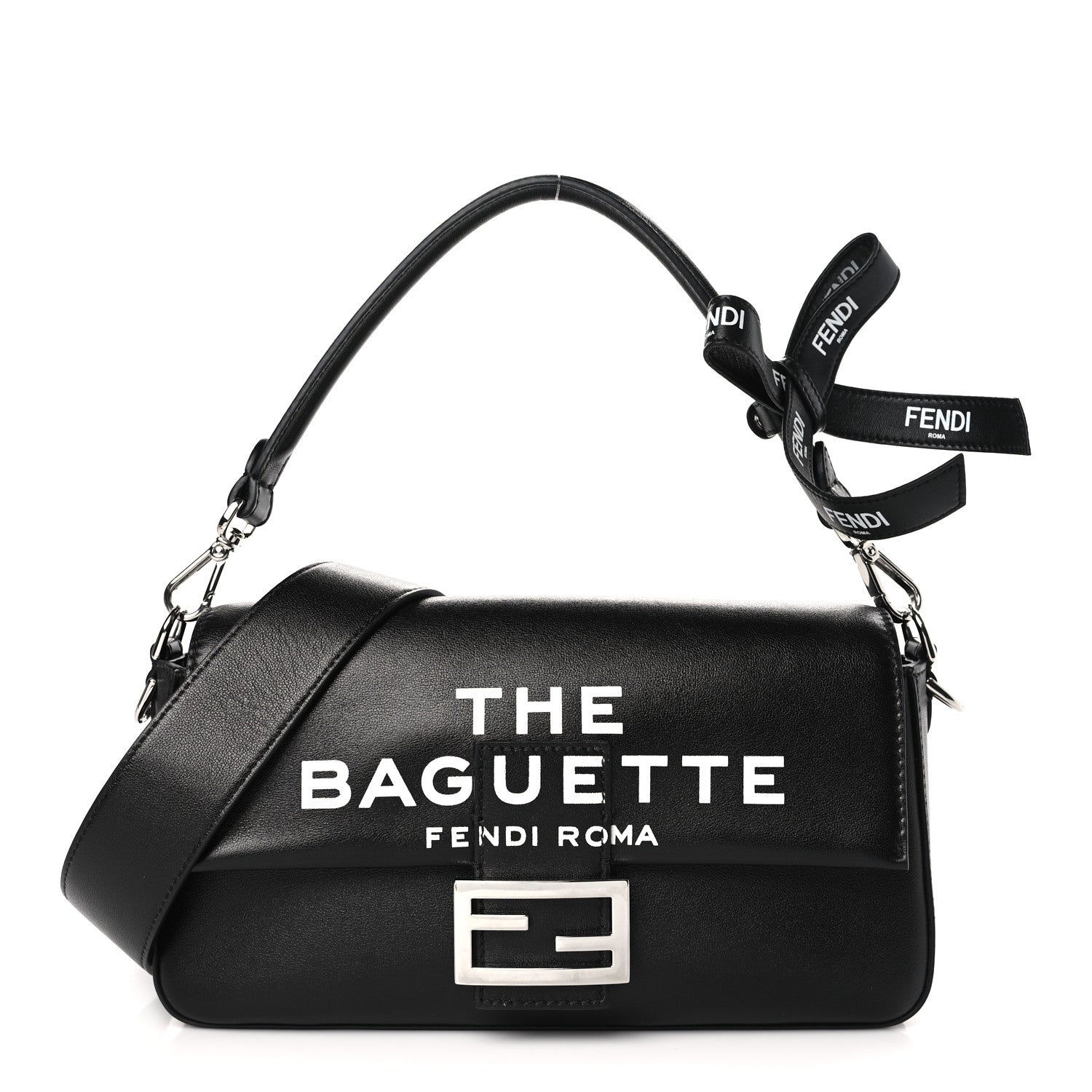 Fendi X MARC JACOBS Nappa Logo Medium Baguette Black 1 of 9