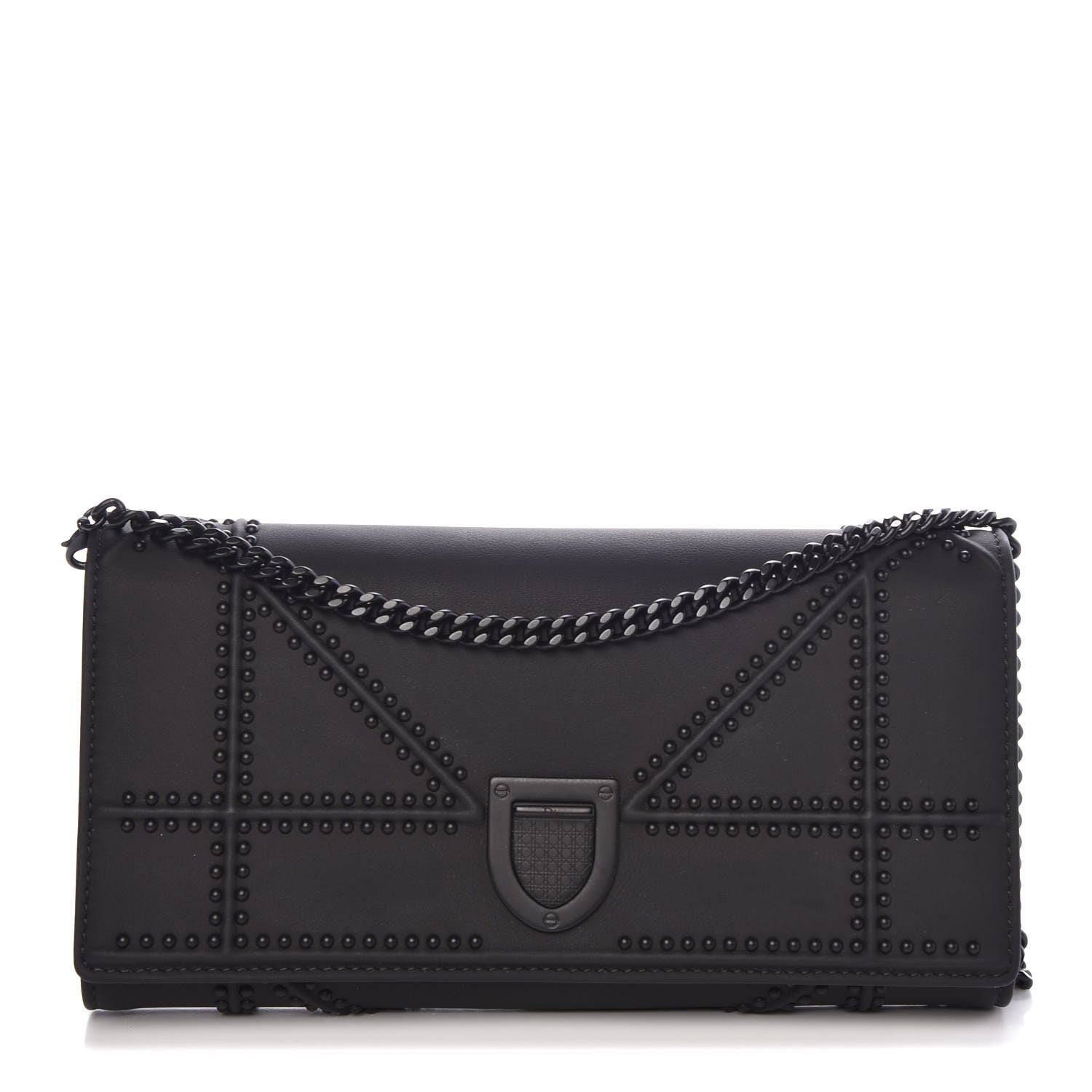 Christian Dior Ultra Matte Calfskin Studded Diorama Croisiere Chain Wallet Black 1 of 8