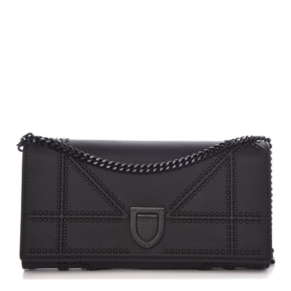 Christian Dior Ultra Matte Calfskin Studded Diorama Croisiere Chain Wallet Black 1 of 8