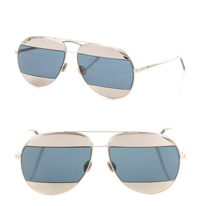 Christian Dior Split 1 Aviator Sunglasses Silver Blue 1 of 5