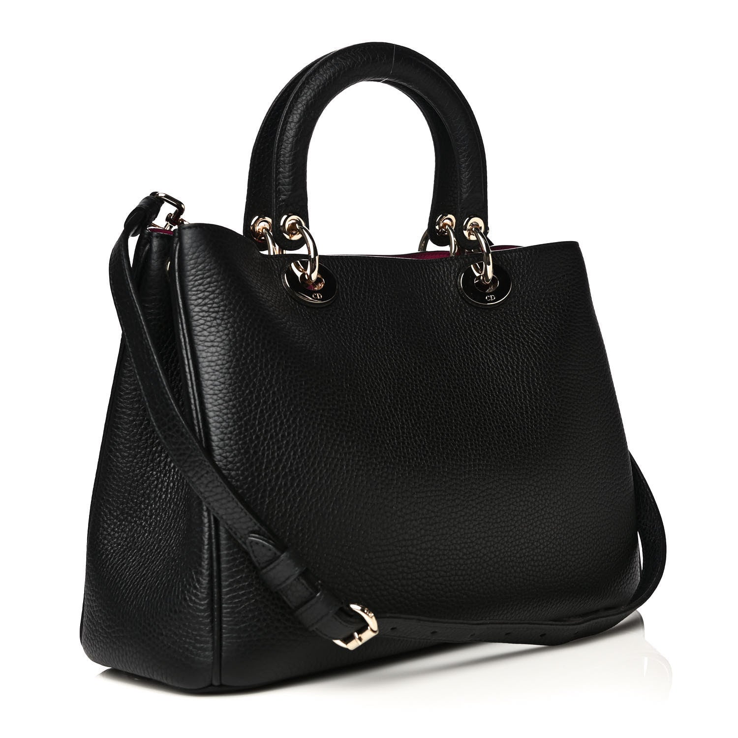 Christian Dior Bullcalf Medium Diorissimo Tote Black Rose Indien 3 of 13