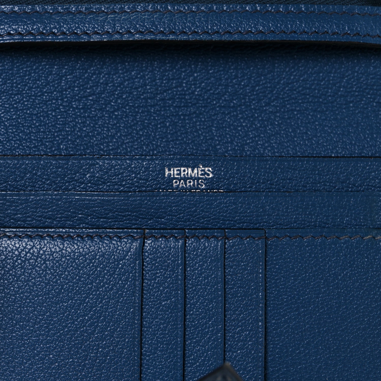 Hermes Ostrich Bearn Compact Wallet Bleu Roi 6 of 8