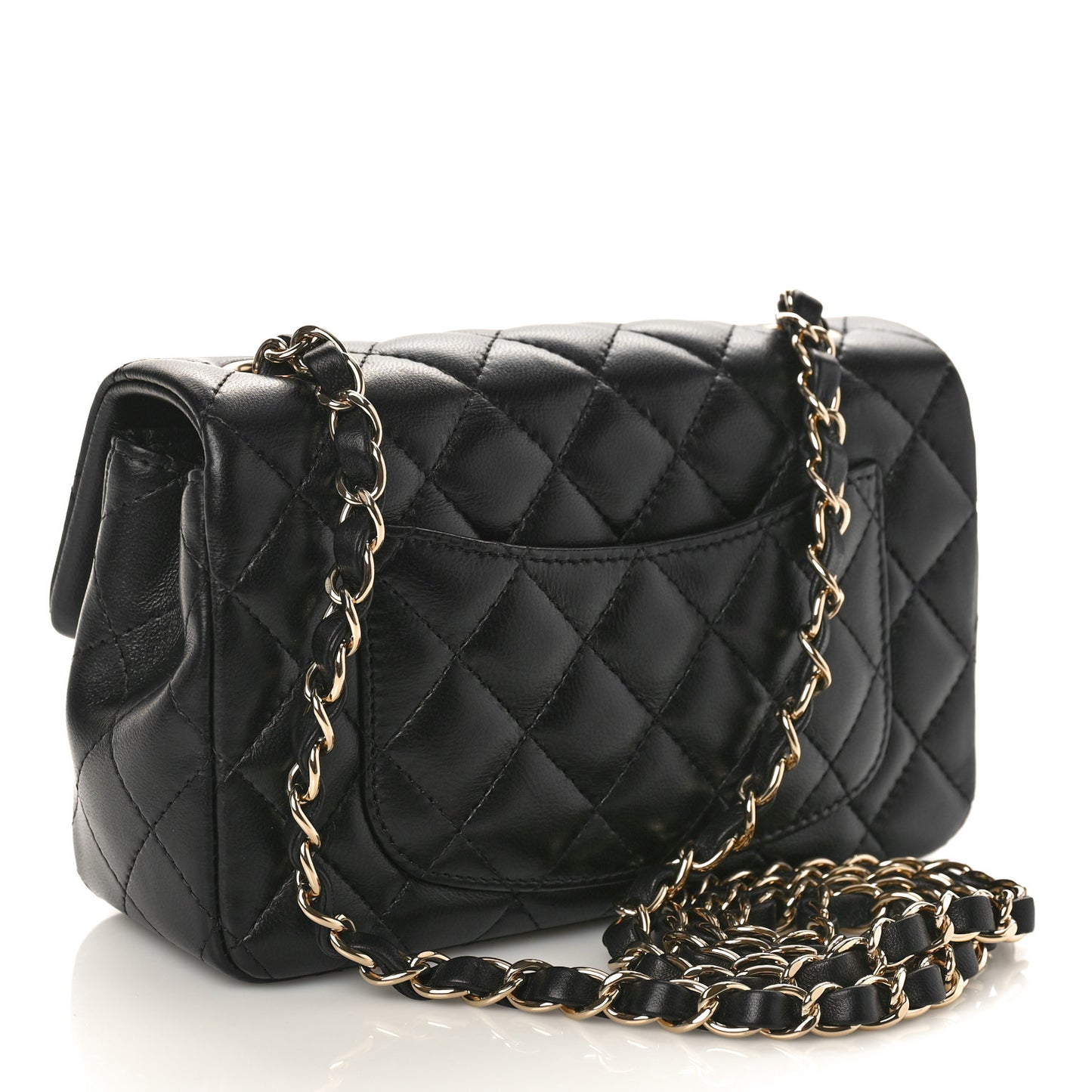 Lambskin Quilted Mini Rectangular Flap Black