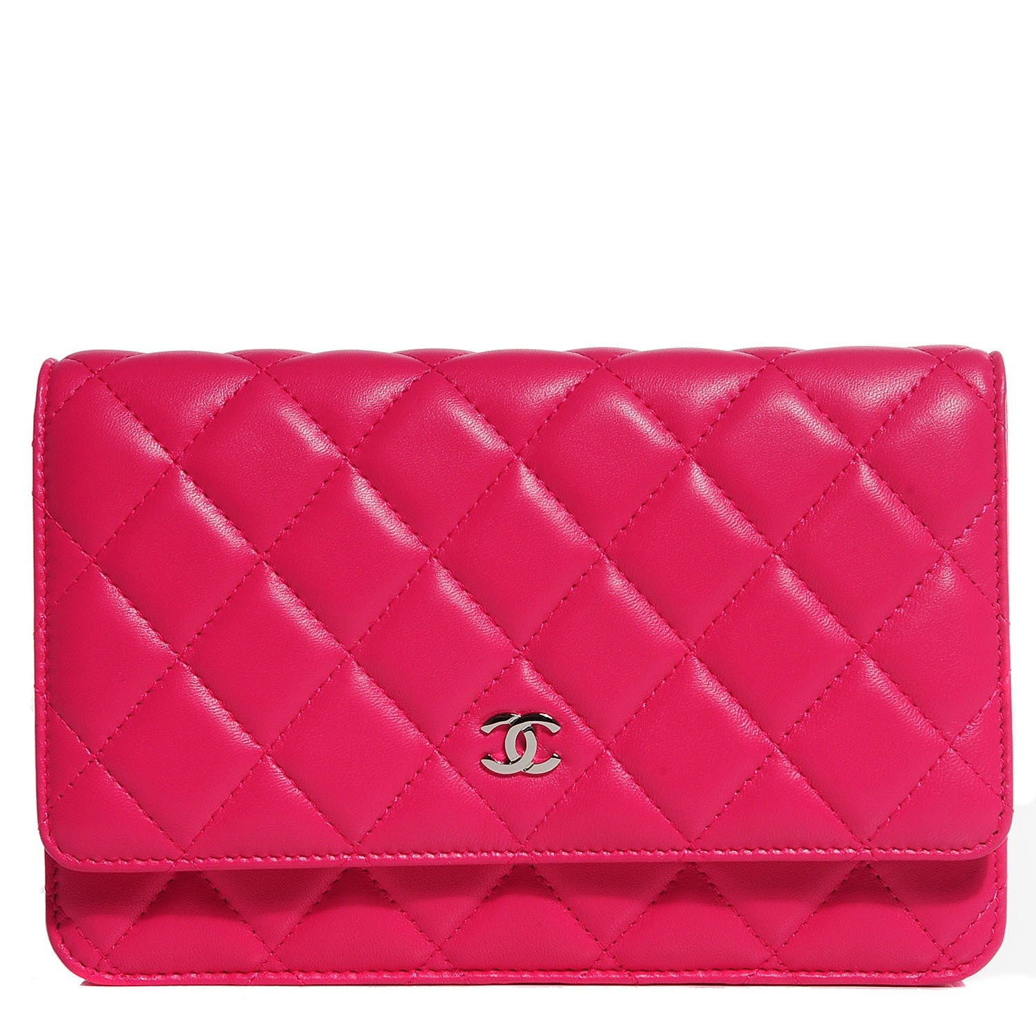 Chanel Lambskin Quilted Wallet On Chain WOC Fuchsia 1 of 9