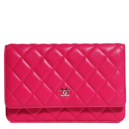 Chanel Lambskin Quilted Wallet On Chain WOC Fuchsia 1 of 9