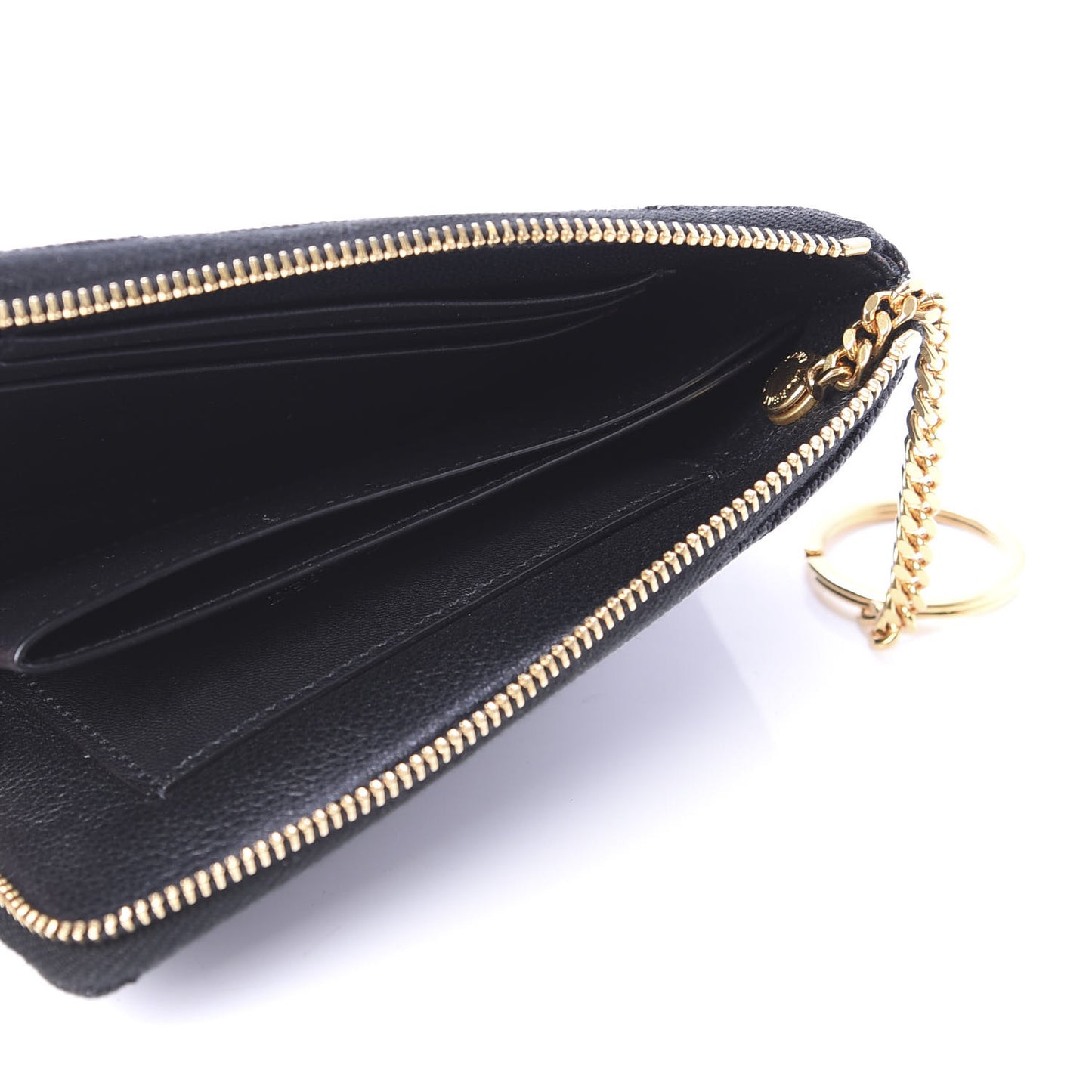 Grain de Poudre Matelasse Monogram Key Pouch Black