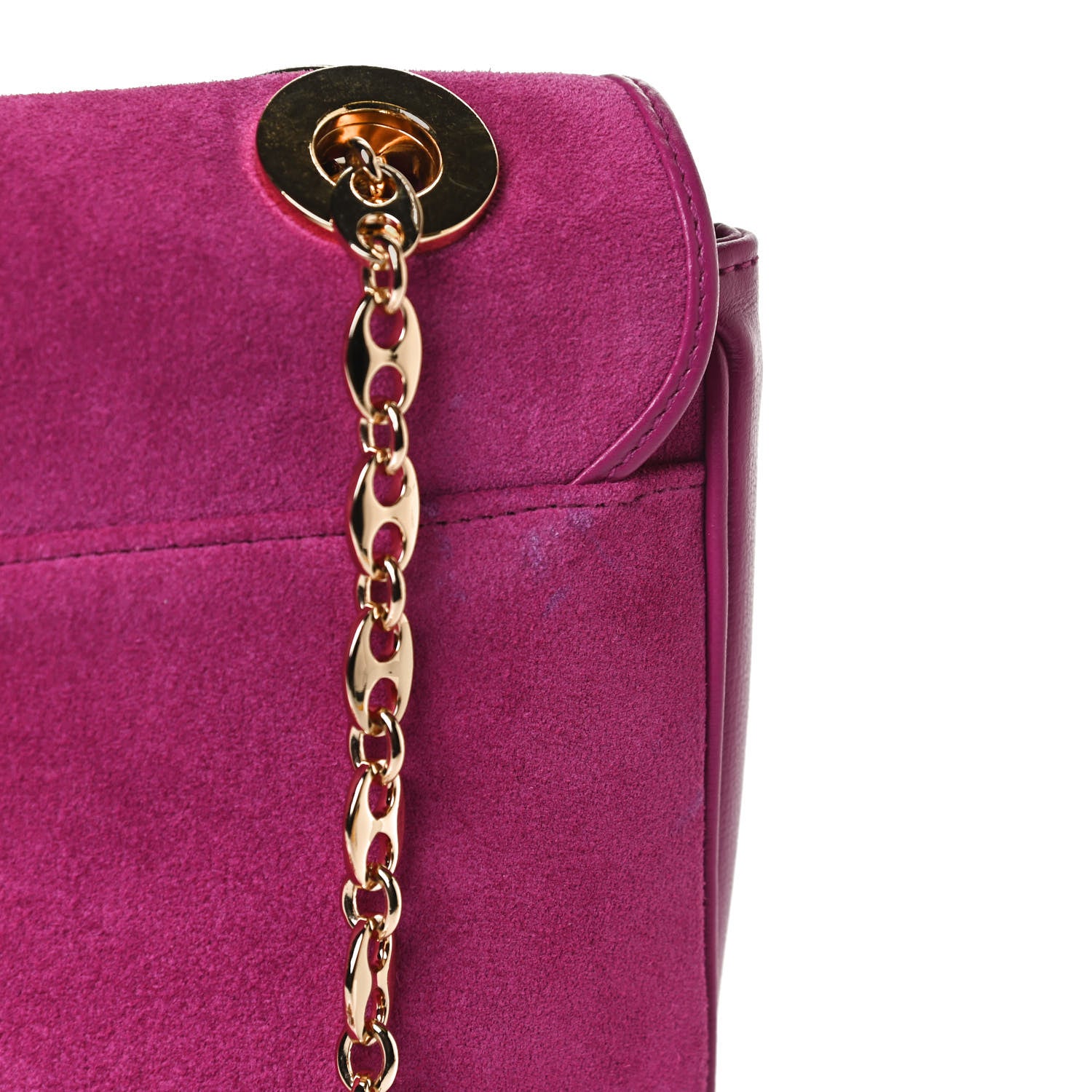 Gucci Suede Azalea Calfskin Small Marina Chain Shoulder Bag Fucsia 12 of 14