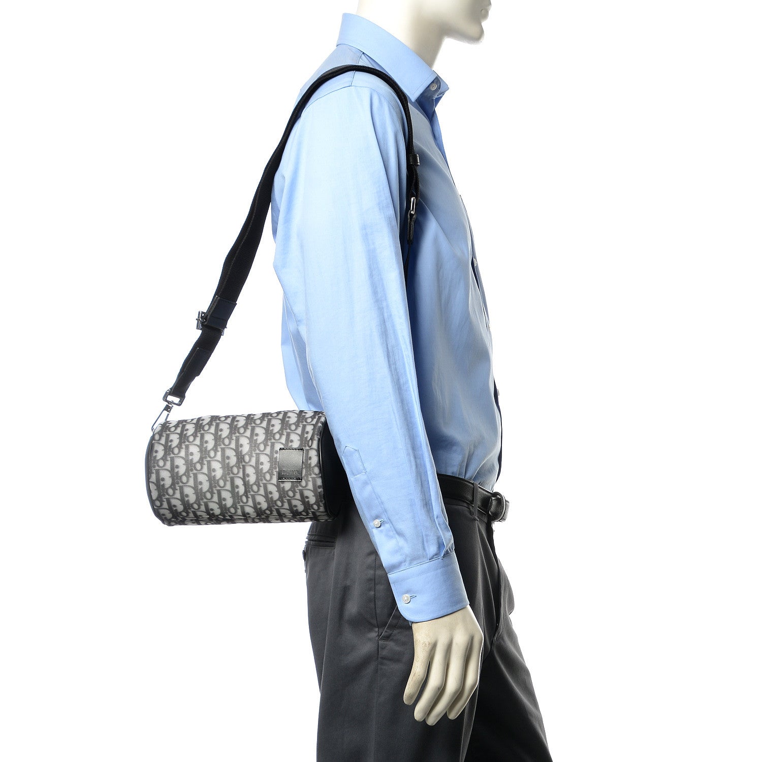 Christian Dior Technical Fabric Calfskin Oblique Roller Shoulder Bag Black 3 of 10