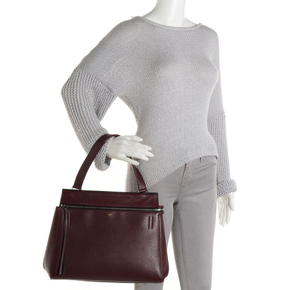 Celine Grained Calfskin Medium Edge Shoulder Bag Burgundy 2 of 10