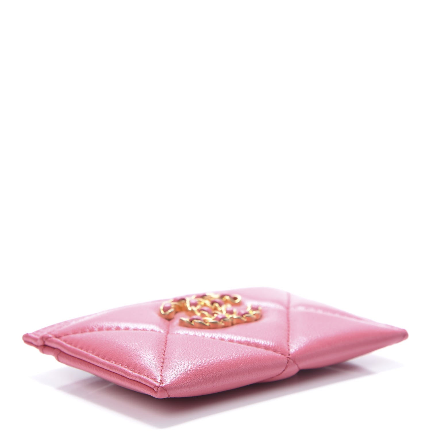 Chanel Shiny Goatskin Quilted 19 Card Holder Dark Pink 4 of 9