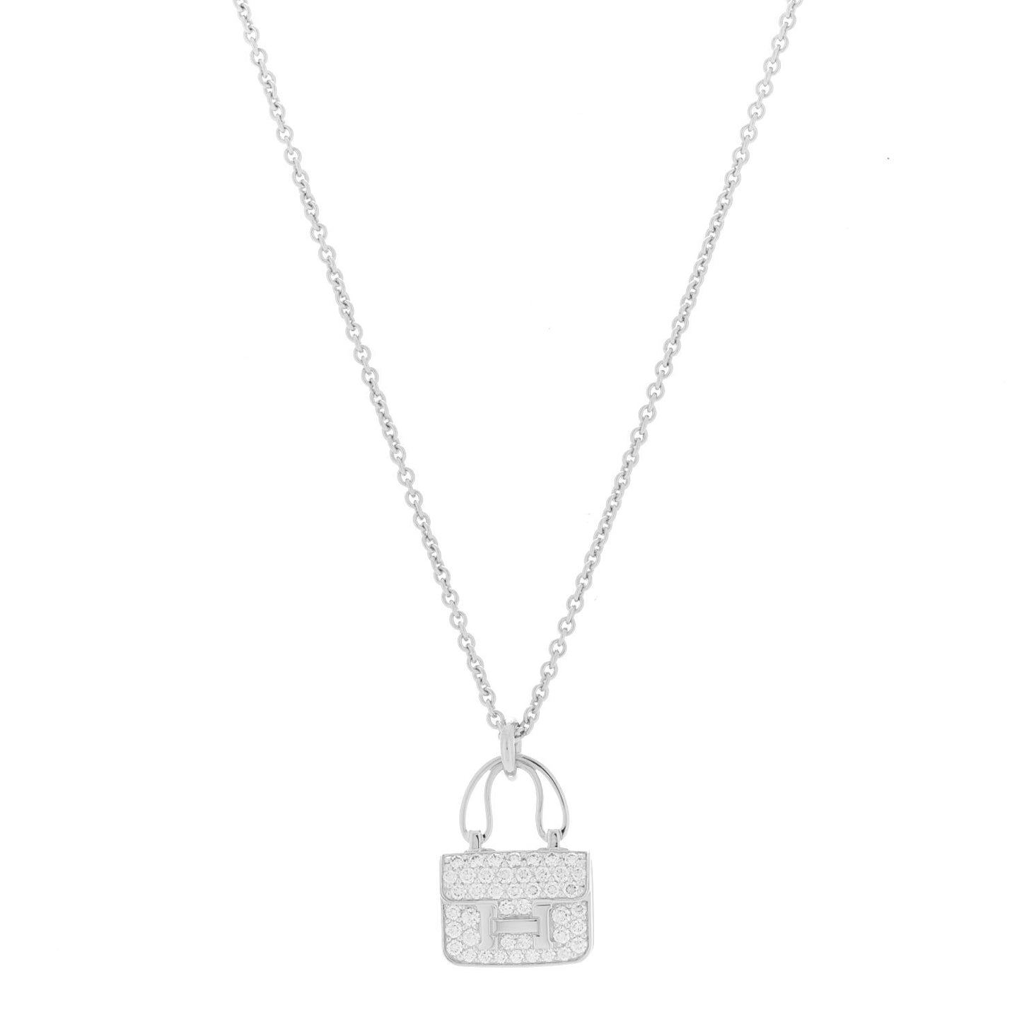 18K White Gold Diamond Constance Amulettes Pendant Necklace
