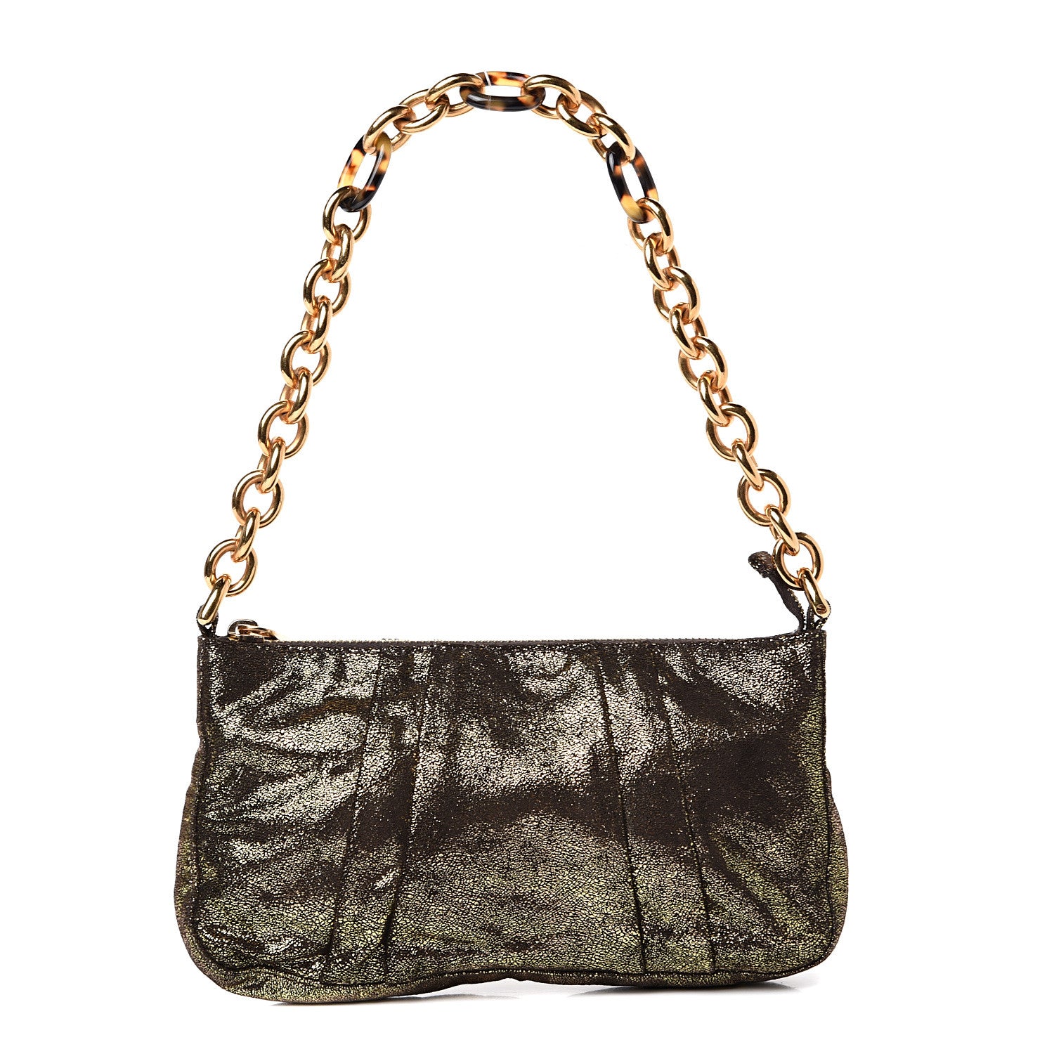 Fendi Metallic Canvas Pochette Gold 1 of 9