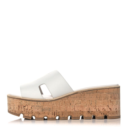 Hermes Calfskin Cork Eze 30 Sandals 39 White 1 of 9
