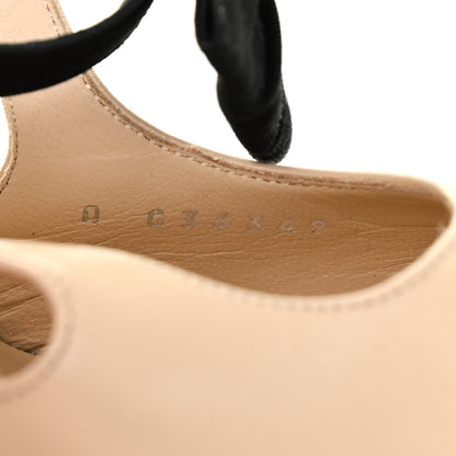 Chanel Lambskin Cap Toe Bow Slingback Pumps 39 Beige Black 8 of 8