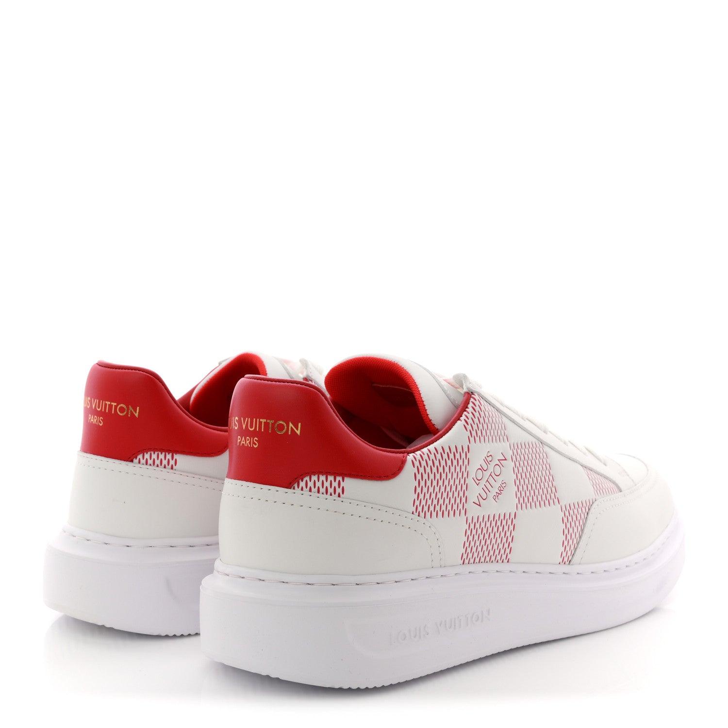 Louis Vuitton Damier Calfskin Mens Beverly Hills Sneakers 8 White