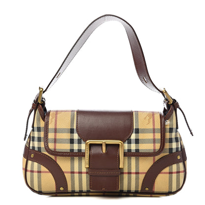 Burberry Haymarket Check Buckle Satchel Brown 1 of 12