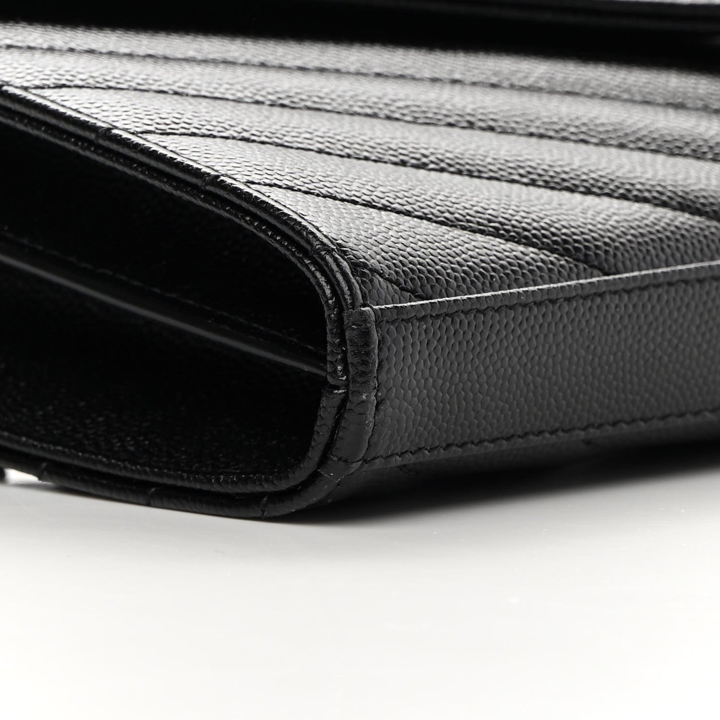 Grain De Poudre Matelasse Chevron Monogram Chain Wallet Black
