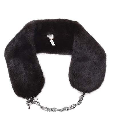 Hermes Mink Visone Chaine D'Ancre Collar Scarf Black 1 of 5